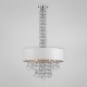 Eurofase 25614-015- Novello Collections - 8-Light Pendant - White Cotton with Metallic Lining and Plated Rings - B10 Bulb