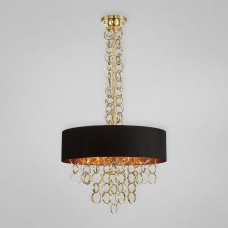 Eurofase 25614-022- Novello Collections - 8-Light Pendant - Black Cotton with Metallic Lining and Plated Rings - B10 Bulb