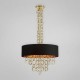 Eurofase 25614-022- Novello Collections - 8-Light Pendant - Black Cotton with Metallic Lining and Plated Rings - B10 Bulb