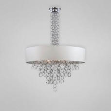 Eurofase 25615-012- Novello Collections - 12-Light Pendant - White Cotton with Metallic Lining and Plated Rings - B10 Bulb