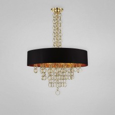 Eurofase 25615-029- Novello Collections - 12-Light Pendant - Black Cotton with Metallic Lining and Plated Rings - B10 Bulb
