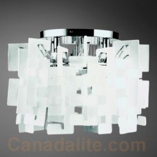 Eurofase 14553-011 - Numero Collections - 8-Light Flush Mount - Chrome w/ White Frosted Glass Geometric Array