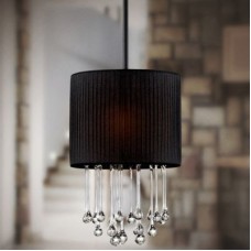 Eurofase 16033-016 - Penchant Collections -1-Light Pendant - Black Fabric with Clear Glass teardrops - A19 Bulb
