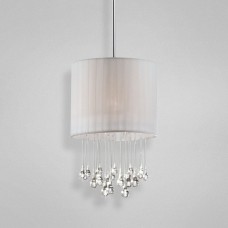 Eurofase 16033-030 - Penchant Collections -1-Light Pendant - White Fabric with Clear Glass teardrops - A19 Bulb