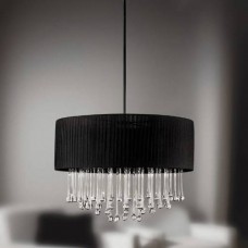 Eurofase 16035-010 - Penchant Collections -6-Light Pendant - Black Fabric with Clear Glass teardrops - A19 Bulb