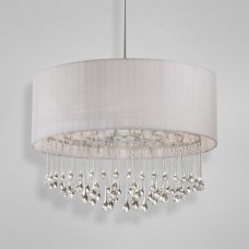 Eurofase 16035-034 - Penchant Collections -6-Light Pendant - White Fabric with Clear Glass teardrops - A19 Bulb