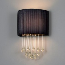Eurofase 16036-017 - Penchant Collections -1-Light Wall Sconce - Black Fabric with Clear Glass teardrops - A19 Bulb