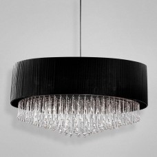 Eurofase 20586-010 - Penchant Collections -6-Light Pendant - Black Fabric with Clear Glass teardrops - A19 Bulb