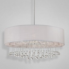 Eurofase 20586-027 - Penchant Collections -6-Light Pendant - White Fabric with Clear Glass teardrops - A19 Bulb