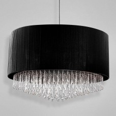 Eurofase 20587-017 - Penchant Collections -12-Light Pendant - Black Fabric with Clear Glass teardrops - A19 Bulb