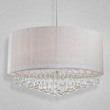 Eurofase 20587-024 - Penchant Collections -12-Light Pendant - White Fabric with Clear Glass teardrops - A19 Bulb