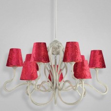 Eurofase 23063-013 - Prima Collections - 9-Light 2 in 1 Convertible Chandelier - Chrome with Red Velvet Pile Shade - B10 Bulbs