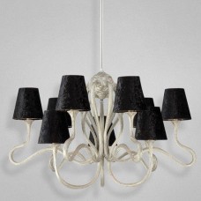 Eurofase 23063-020 - Prima Collections - 9-Light 2 in 1 Convertible Chandelier - Chrome with Black Velvet Pile Shade - B10 Bulbs