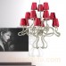 Eurofase 23063-013 - Prima Collections - 9-Light 2 in 1 Convertible Chandelier - Chrome with Red Velvet Pile Shade - B10 Bulbs