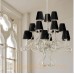 Eurofase 23063-020 - Prima Collections - 9-Light 2 in 1 Convertible Chandelier - Chrome with Black Velvet Pile Shade - B10 Bulbs