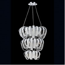 Eurofase 26597-010 - Sage Collections - 17-Light Chandelier - Draped rings of crystal beading layered in curved polished chrome tracks