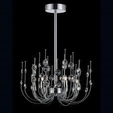 Eurofase 26389-011 - Vice Collections - 6-Light Chandelier w/ 3"+6"+12"+18" extension rods - Polished Chrome with Crystal accents comes  