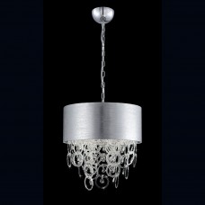 Eurofase 26603-018 - Jura Collections - 4-Light Chandelier -  Patterned silver shade housing pressed fracco glass ringlets
