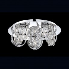 Eurofase 26325-019 - Yorkville Collections - 5-Light Flushmount - Interlocked Laser cut Chrome Rings with clear cut crystals insets