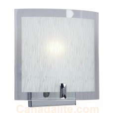 Galaxy-Lighting - 215070CH -1-Light Wall Sconce - Polished Chrome - SandBlast Texture Glass with Clear Edge