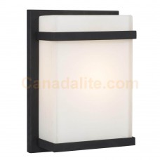 Galaxy-Lighting - 215580BK- 1-Light Outdoor/Indoor Wall Sconce - Black with Satin White Glass
