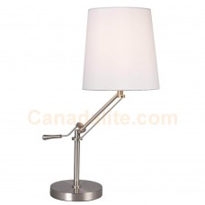 Galaxy-Lighting - 514850BN/WH - 1-Light Table Lamp -  Brushed Nickel with White Linen Shade & Adjustable Arm