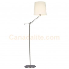 Galaxy-Lighting - 514853BN/WH - 1-Light Floor Lamp -  Brushed Nickel with White Linen Shade & Adjustable Arm