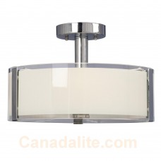 Galaxy-Lighting - Lamton Collections - 614298CH - 3-Light Semi Flush Mount - Chrome with White Opal/Clear Glass