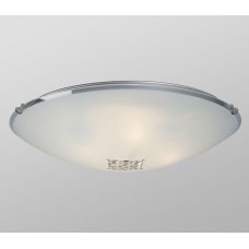 Galaxy-Lighting - 614405CH- 4-Light Flush Mount -  Polished Chrome w/ Satin White Glass Shade and Crystal Accents