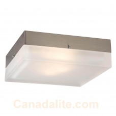 Galaxy-Lighting - 614573BN- 2-Light Square Flush Mount - Brushed Nickel with Frosted Glass ( 2 x 40W, G9 )