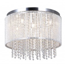 Galaxy-Lighting - 614690CH - Twist collections - 7-Light Flush Mount - Twisted Aluminum w/ Clear Crystal Beads