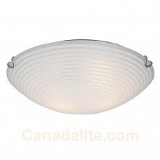 Galaxy-Lighting - 615293CH- 2-Light Flush Mount -  Polished Chrome with Satin White Striped Glass Shade