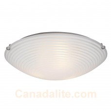Galaxy-Lighting - 615294CH- 3-Light Flush Mount -  Polished Chrome with Satin White Striped Glass Shade