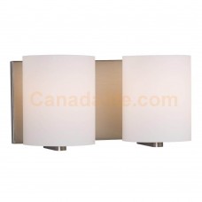 Galaxy-Lighting - 710232BN- 2-Light Vanity Light - Brushed Nickel with Satin White Cylinder Glass