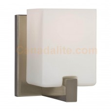 Galaxy-Lighting - 710281BN- 1-Light Vanity Light - Brushed Nickel with Square White Opal Glass Shade