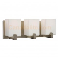 Galaxy-Lighting - 710283BN- 3-Light Vanity Light - Brushed Nickel with Square White Opal Glass Shade