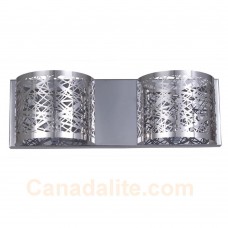 Galaxy-Lighting - Rockdum Collections - 714782CH - 2-Light Wall Sconce - Laser Cut Metal Shade & Clear Crystal Beads