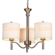 Galaxy-Lighting - Ansley Collections - 813041BN - 3-Light Chandelier - Brushed Nickel with Ivory White Linen Shade