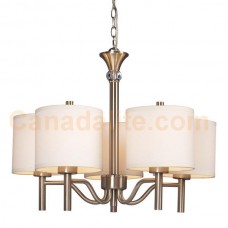 Galaxy-Lighting - Ansley Collections - 813043BN - 5-Light Chandelier - Brushed Nickel with Ivory White Linen Shade