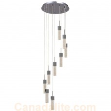 Galaxy-Lighting - 914706CH - 9-Light Multi-Light Pendant - Polished Chrome with Clear Crystal Bubble Glass w/ Linear Details