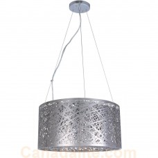 Galaxy-Lighting - Rockdum Collections - 914781CH - 7-Light Pendant - Laser Cut Metal Shade & Clear Crystal Beads