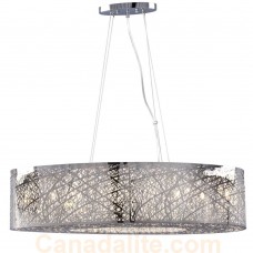 Galaxy-Lighting - Rockdum Collections - 914785CH - 9-Light Oval Pendant - Laser Cut Metal Shade & Clear Crystal Beads