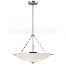 Galaxy-Lighting - Flyen Collections - 915231CH - 3-Light Pendant - Chrome with White Opal/Clear Glass(incl. 6", 2x12", & 18" Extension Rods)