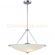 Galaxy-Lighting - Flyen Collections - 915235CH - 4-Light Pendant - Chrome with White Opal/Clear Glass(incl. 6", 2x12", & 18" Extension Rods)