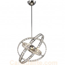 Galaxy-Lighting - 916042CH - 6-Light Pendant - Chrome with Orbital Rings & Clear Crystals (incl. 6", 2x12" & 18" Extension Rods)