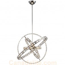 Galaxy-Lighting - 916043CH - 8-Light Pendant - Chrome with Orbital Rings & Clear Crystals (incl. 6", 2x12" & 18" Extension Rods)