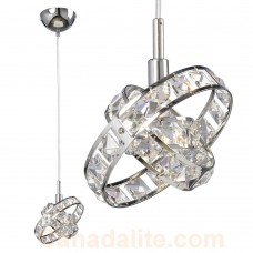Galaxy-Lighting - 916044CH - 1-Light Mini Pendant - Chrome with Orbital Rings & Clear Crystals