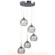 Galaxy-Lighting - 916095CH - 5-Light Multi-Light Pendant - Polished Chrome with Clear Crystal Beads & Clear Glass Shade