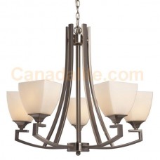 Galaxy-lighting - 813033BN - Brockton Collections - 5-Light Chandelier - Brushed Nickel with White Glass