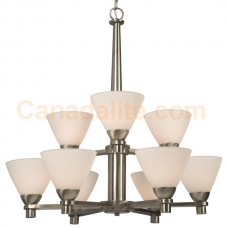 Galaxy-lighting - 800999BN - Dakota Collections  - 9-Light Chandelier - Brushed Nickel w/ Frosted White Glass